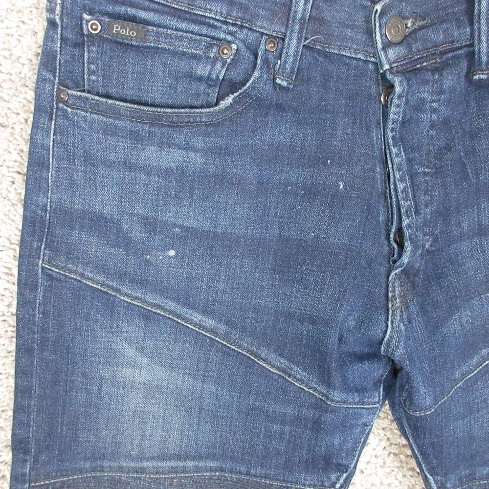Polo Ralph Lauren Jeans Mens 34x30 Blue Sullivan Slim Moto Biker Fade Denim Pant